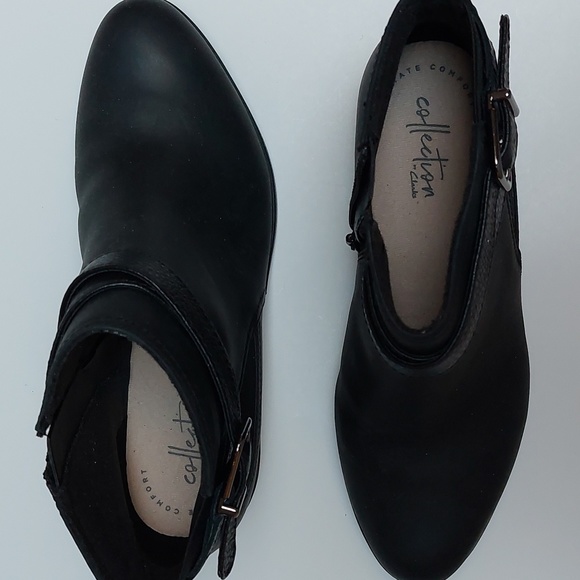 Clarks Addiy HOLLY - Black Leather Bootie- Size 6 - Picture 2 of 10